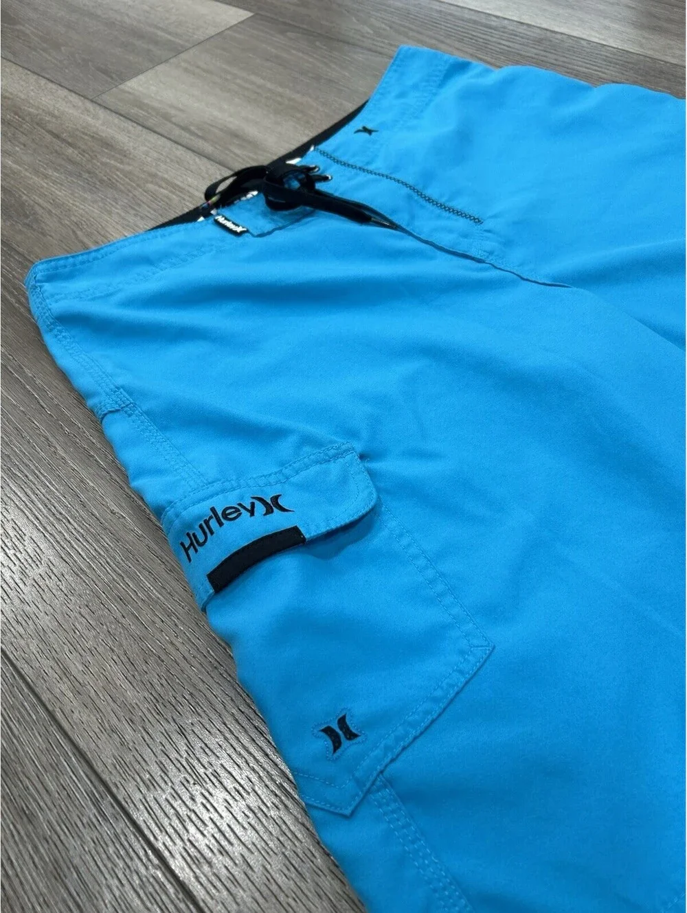 Hurley Board Shorts Mens Blue Pocket Tie Swim Bottom Men’s Size 32